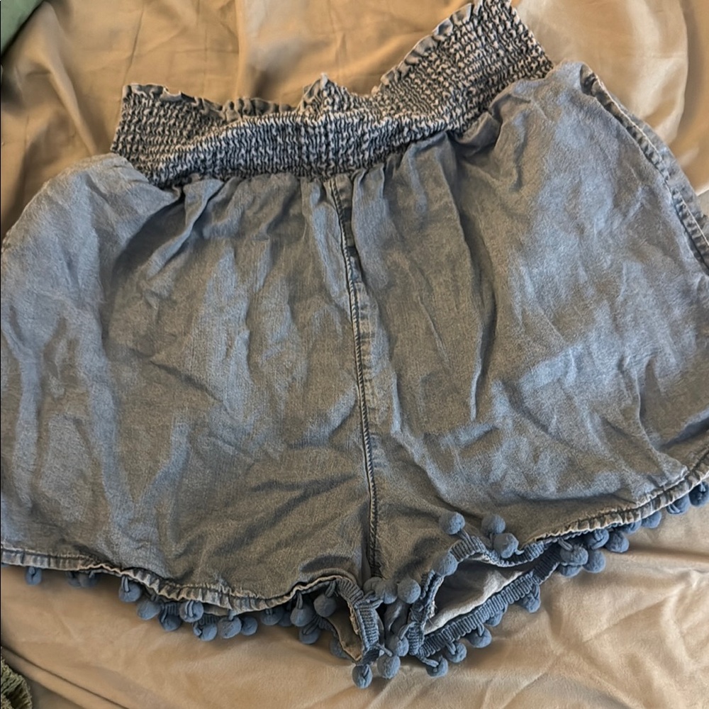 Chic High Waist Blue Women's Shorts